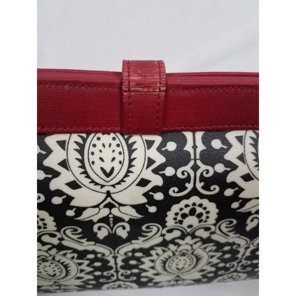 Petunia Pickle Bottom Black & Red Damask Print Satchel Diaper Bag